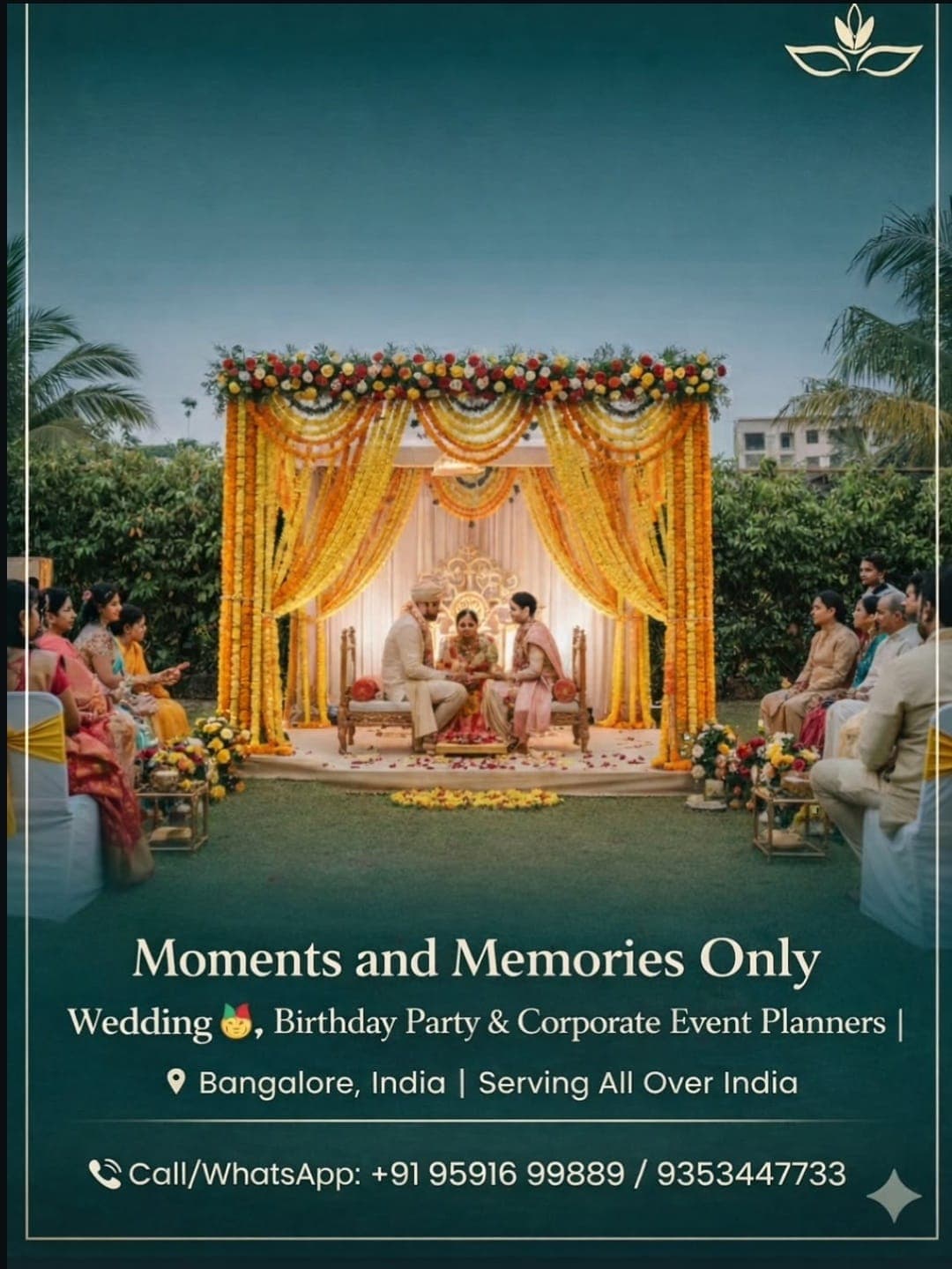 Wedding mandap ceremony decorated with marigold garlands, The Royal Carnival
